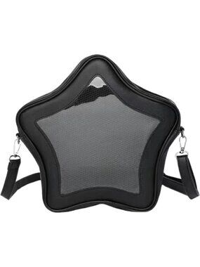 Women's Black PU Leather Aesthetic Cute Lightweight Star Shape Handbag
